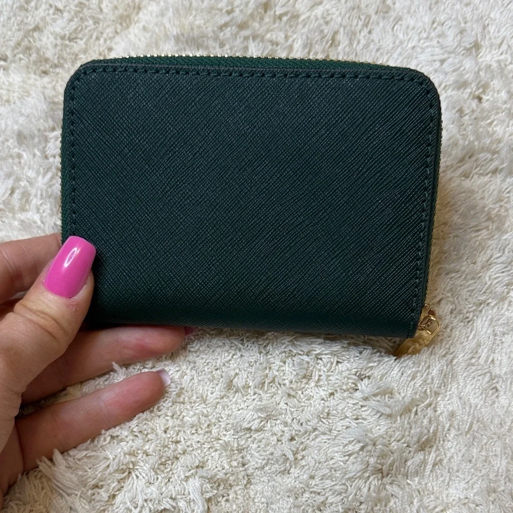 Tory Burch Emerald Stone Emerson Coin Case and Gold Zip Wallet